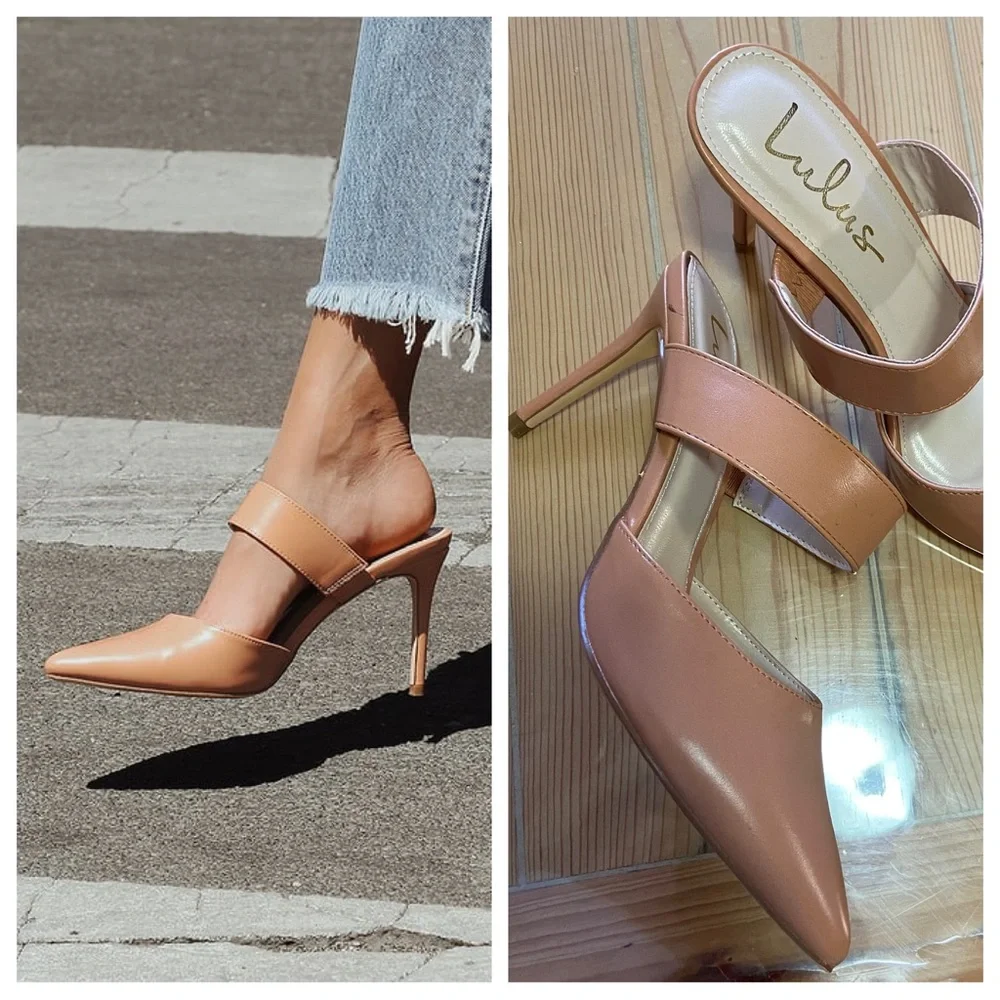 Lulus Faire Tan Pointed-Toe Mules